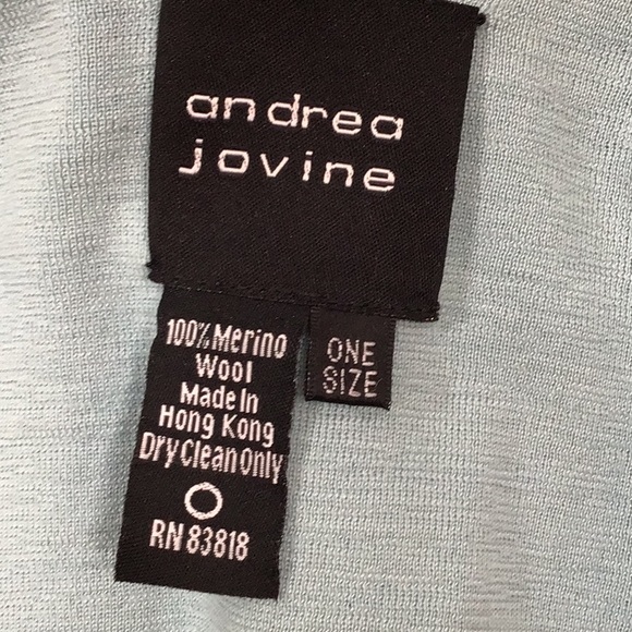 Andrea Jovine Soft aqua Blue merino Wool Shawl cape poncho - Picture 6 of 8